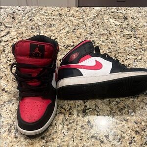 Air Jordan High-Top Sneakers in Red and Black